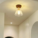 GobekUsa Glass LED Ceiling Lamp Copper Walnut Modern Living Room Lighting Fixtures