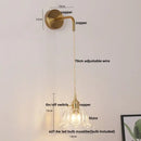 GobekUsa Glass Copper LED Wall Sconce | Pull Chain Switch | Adjustable Bathroom Light