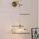GobekUsa Glass Copper LED Wall Sconce | Pull Chain Switch | Adjustable Bathroom Light