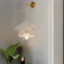 GobekUsa Glass Copper LED Wall Sconce | Pull Chain Switch | Adjustable Bathroom Light
