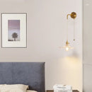 GobekUsa Glass Copper LED Wall Sconce | Pull Chain Switch | Adjustable Bathroom Light