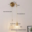 GobekUsa Glass Copper LED Wall Sconce | Pull Chain Switch | Adjustable Bathroom Light
