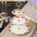GobekUsa Bone China Fruit Plates Set Cake Stand Buffet Snack Dishes Elegant Tableware Decor