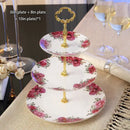 GobekUsa Bone China Fruit Plates Set Cake Stand Buffet Snack Dishes Elegant Tableware Decor