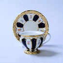 GobekUsa Embossed Gold Bone China Tea Cup Saucer Set, German Design Drinkware
