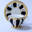 GobekUsa Embossed Gold Bone China Tea Cup Saucer Set, German Design Drinkware