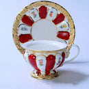 GobekUsa Embossed Gold Bone China Tea Cup Saucer Set, German Design Drinkware