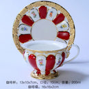 GobekUsa Embossed Gold Bone China Tea Cup Saucer Set, German Design Drinkware