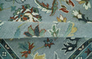 Floral Gray, Ivory, Brown and Green Hand Knotted Traditional Oushak 9x12 wool Rug by The Rug Decor