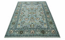 Floral Gray, Ivory, Brown and Green Hand Knotted Traditional Oushak 9x12 wool Rug by The Rug Decor