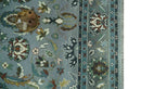 Floral Gray, Ivory, Brown and Green Hand Knotted Traditional Oushak 9x12 wool Rug by The Rug Decor