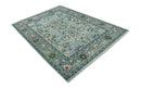 Floral Gray, Ivory, Brown and Green Hand Knotted Traditional Oushak 9x12 wool Rug by The Rug Decor