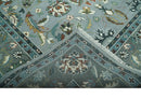 Floral Gray, Ivory, Brown and Green Hand Knotted Traditional Oushak 9x12 wool Rug by The Rug Decor