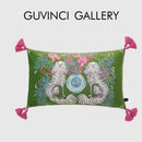 GobekUsa Handmade Lumbar Pillow Case Lion Dog Floral Decorative Cover