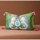 GobekUsa Handmade Lumbar Pillow Case Lion Dog Floral Decorative Cover