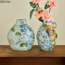 GobekUsa Ceramic Vase with Artificial Flowers - Room Aesthetic Decor