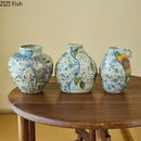 GobekUsa Ceramic Vase with Artificial Flowers - Room Aesthetic Decor