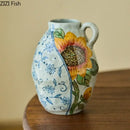 GobekUsa Ceramic Vase with Artificial Flowers - Room Aesthetic Decor