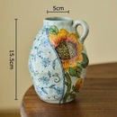 GobekUsa Ceramic Vase with Artificial Flowers - Room Aesthetic Decor