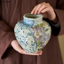 GobekUsa Ceramic Vase with Artificial Flowers - Room Aesthetic Decor