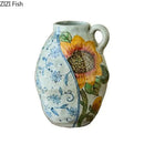 GobekUsa Ceramic Vase with Artificial Flowers - Room Aesthetic Decor