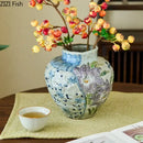 GobekUsa Ceramic Vase with Artificial Flowers - Room Aesthetic Decor