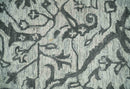 Floral Ivory and Charcoal Wool Hand Woven Layering Multi Size Area Rug