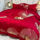 GobekUsa Embroidered Egyptian Cotton Bedding Set for King Queen RU Bed Linens