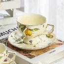 Floral lemon cream porcelain tea set dining room gold trimmed by Decorbites