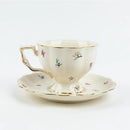 Floral lemon cream porcelain tea set dining room gold trimmed by Decorbites