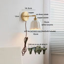 GobekUsa Copper Wall Light Fixture Bedroom Bedside Sconce White Ceramic Lamp