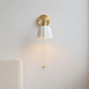 GobekUsa Copper Wall Light Fixture Bedroom Bedside Sconce White Ceramic Lamp