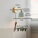 GobekUsa Copper Wall Light Fixture Bedroom Bedside Sconce White Ceramic Lamp