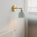 GobekUsa Copper Wall Light Fixture Bedroom Bedside Sconce White Ceramic Lamp