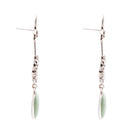 Floral Linear Drop Green Turquoise and Sterling Silver Earrings