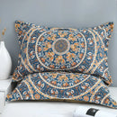 GobekUsa Cotton Picnic Blanket/Bedspread - Double Bed 150 Flowers Blue, High Quality Pillowcases