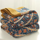 GobekUsa Cotton Picnic Blanket/Bedspread - Double Bed 150 Flowers Blue, High Quality Pillowcases