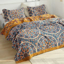 GobekUsa Cotton Picnic Blanket/Bedspread - Double Bed 150 Flowers Blue, High Quality Pillowcases