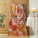 Floral orange & pink cotton gauze adult bath towels bedroom decor by Decorbites