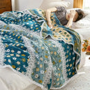 GobekUsa Breathable Cotton Gauze Sofa Cover - Fresh Flowers Design