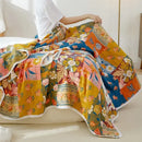 GobekUsa Breathable Cotton Gauze Sofa Cover - Fresh Flowers Design