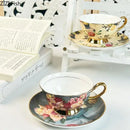 Floral pattern porcelain coffee cup and saucer set dining room tea mug by Decorbites