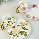 Floral pattern porcelain coffee cup and saucer set dining room tea mug by Decorbites