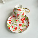 Floral pattern porcelain coffee cup and saucer set dining room tea mug by Decorbites