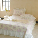 GobekUsa Cotton Floral Ruffles Quilted Bedspread Set with Pillowcases