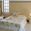 GobekUsa Cotton Floral Ruffles Quilted Bedspread Set with Pillowcases