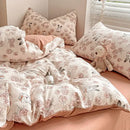 GobekUsa Cotton Flower Printed Comforter Set: Breathable Double-Layer Yarn, Soft Bedding for Girls