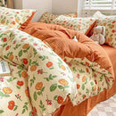 GobekUsa Cotton Flower Printed Comforter Set: Breathable Double-Layer Yarn, Soft Bedding for Girls