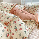 GobekUsa Cotton Flower Printed Comforter Set: Breathable Double-Layer Yarn, Soft Bedding for Girls