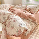 GobekUsa Cotton Flower Printed Comforter Set: Breathable Double-Layer Yarn, Soft Bedding for Girls